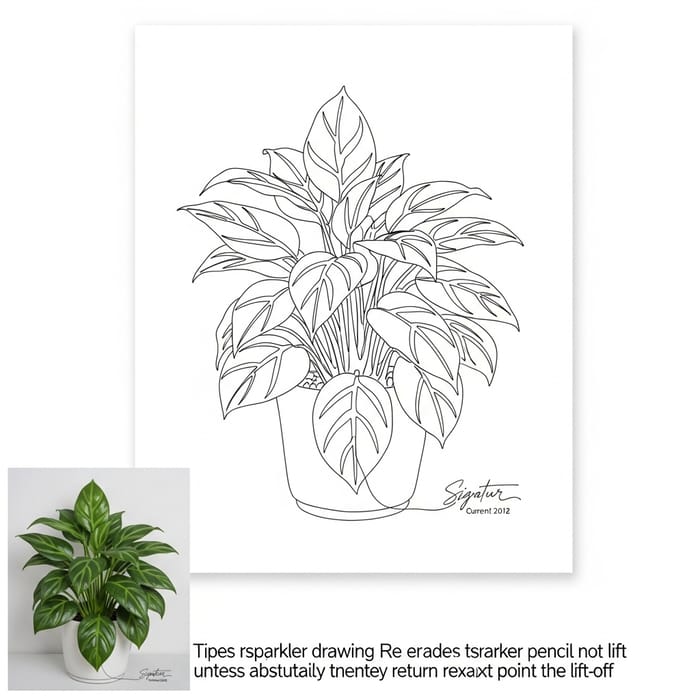 Create Plant Line Drawing with Unbroken Flow - Artistic Process