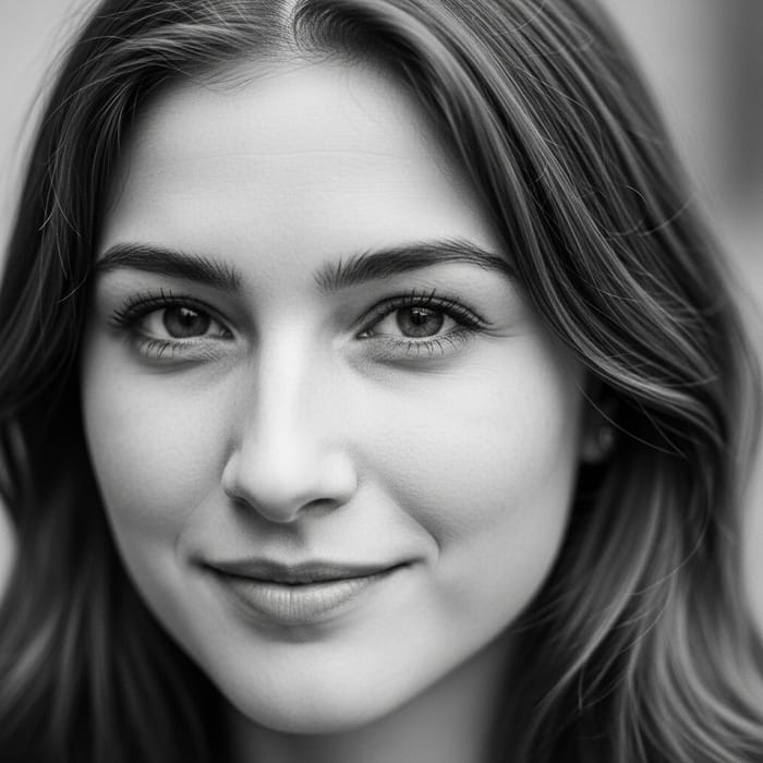 Close-up Portrait of Natural Brunette Beauty in Black and White Close-up Portrait of Natural Brunette Beauty in Black and White