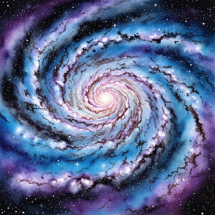 Detailed Galaxy Watercolor Art