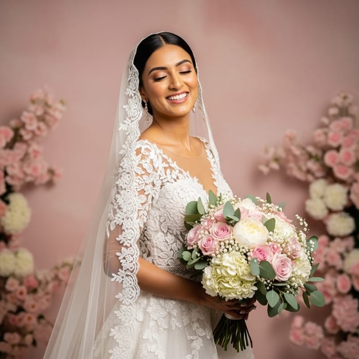 South Asian Bride in Elegant White Wedding Gown | 新娘 South Asian Bride in Elegant White Wedding Gown | 新娘