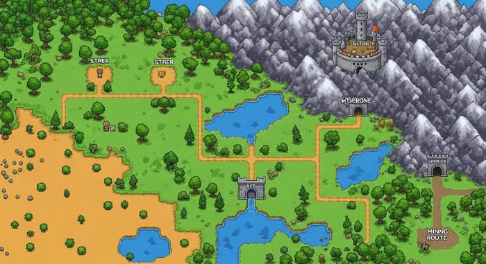 Explore a Pixelated Adventure: Retro Level Selector Map