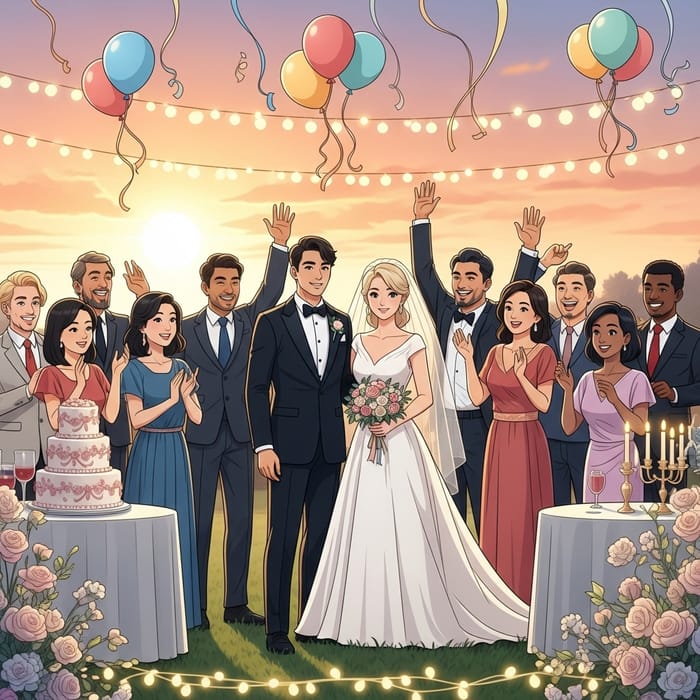 Multicultural Wedding Celebration with Joyous Guests