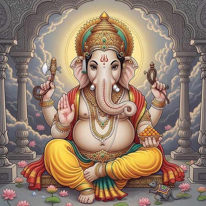 Lord Ganesha - Detailed Illustration in Hindu Mythology