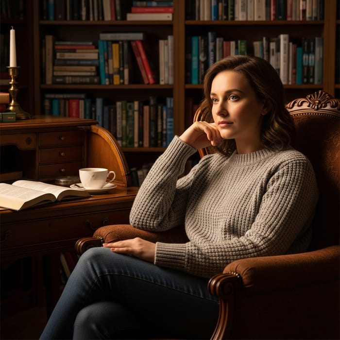 Detailed Portrait with Contemplative Mood | Warm Lighting