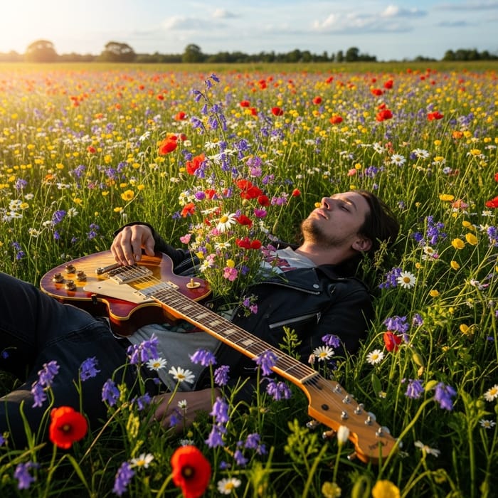 Flower Field Rock Star | Guitar Harmony Musician Flower Field Rock Star | Guitar Harmony Musician