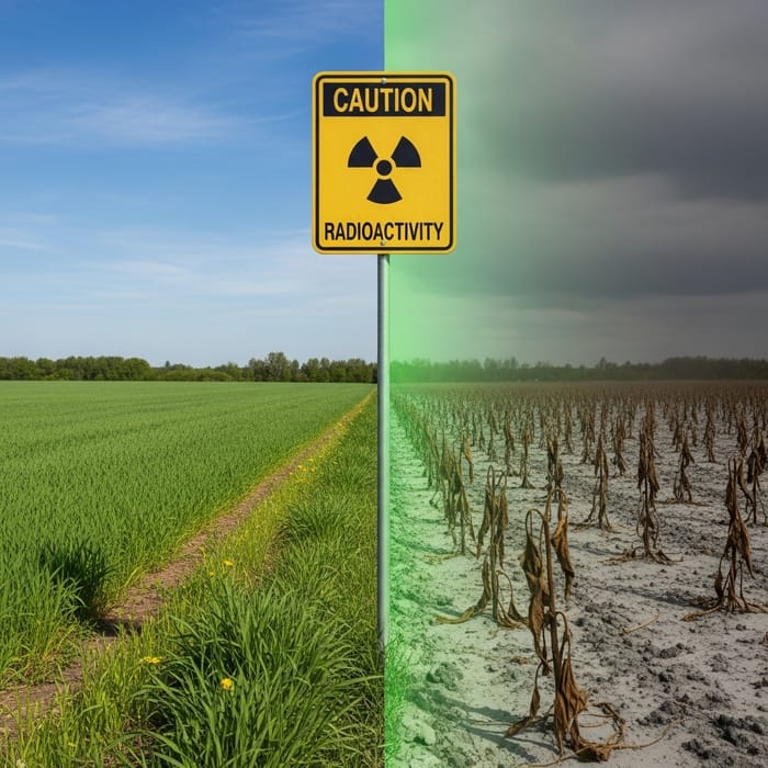 Radioactivity Effects on Land: Visual Contrast Reality