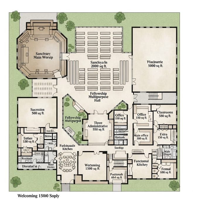 Church Floor Plan Layout | Worship Area, Classrooms, Offices & More Church Floor Plan Layout | Worship Area, Classrooms, Offices & More
