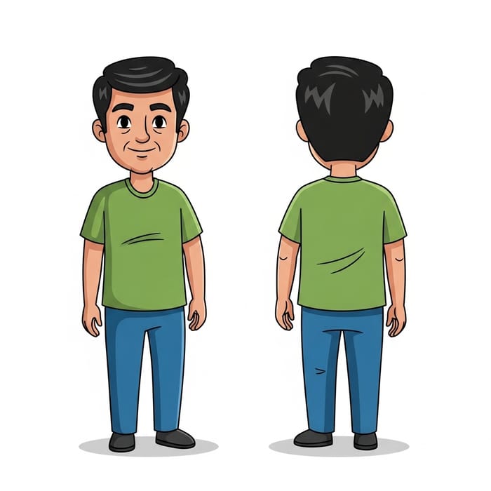 Human Cartoon: Front & Back Views