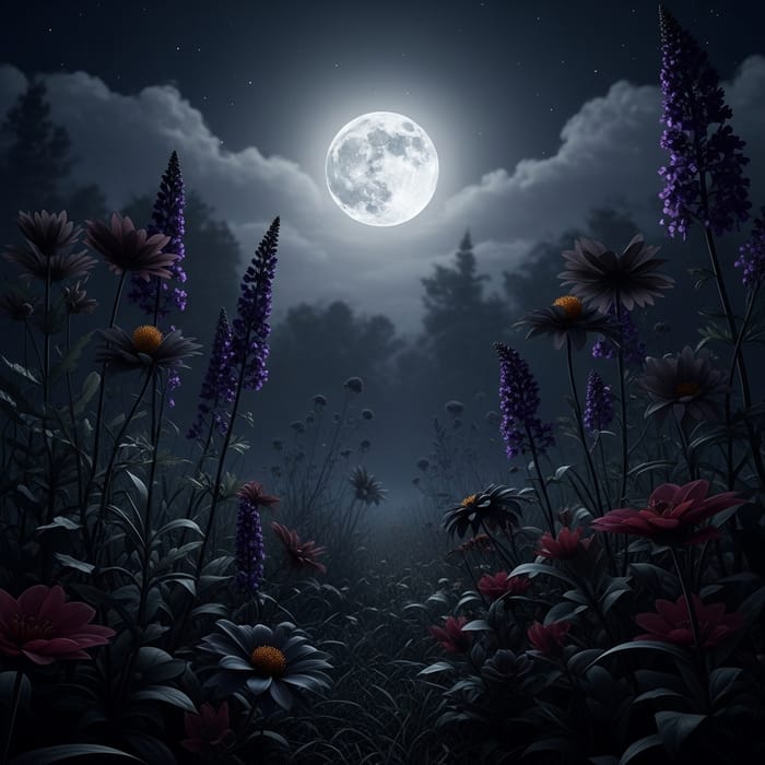Dark Flora Blooming under Full Moon