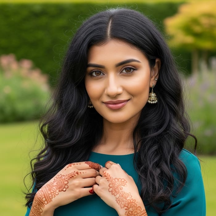 Elegant South Asian Woman in Teal Dress Elegant South Asian Woman in Teal Dress