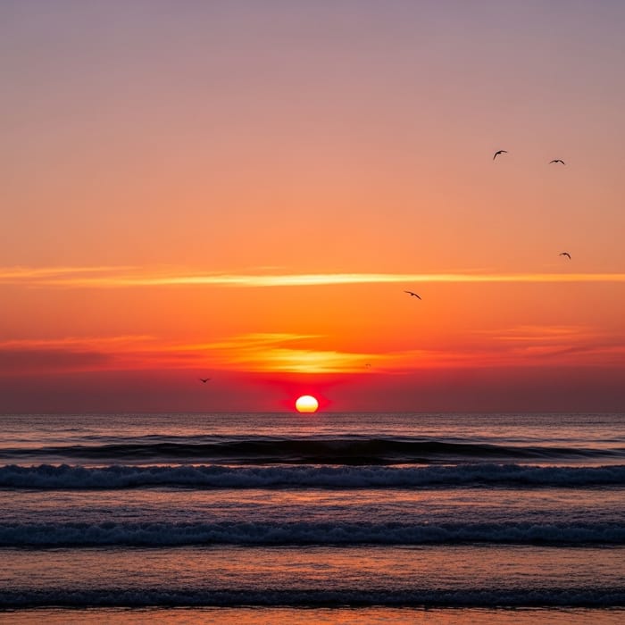 Sunset Over Ocean: A Minimalistic Beauty