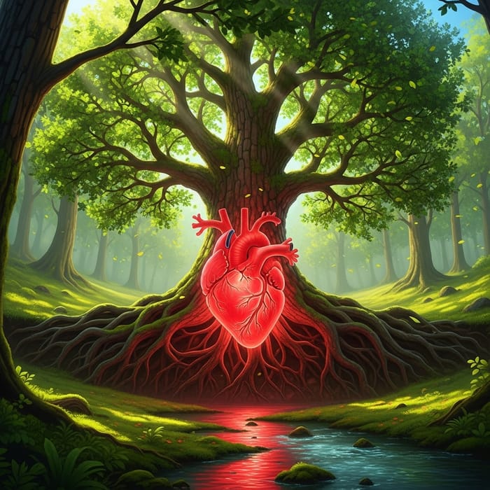 Heart-Tree Connection: Unique Symbol of Life Heart-Tree Connection: Unique Symbol of Life
