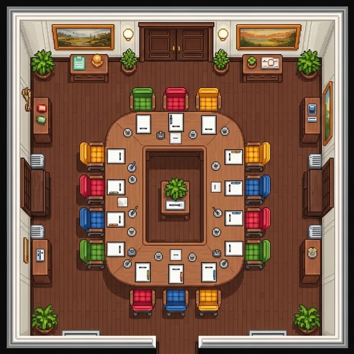 Top View Pixel Art Conference Room Design Top View Pixel Art Conference Room Design