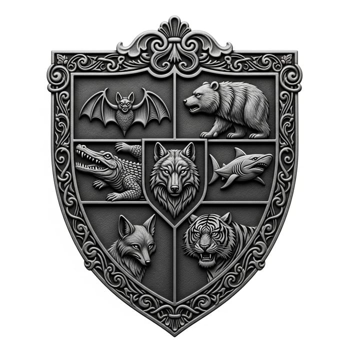 Intricately Designed Iron Family Crest: Unique Animal Symbols of Strength and Unity Intricately Designed Iron Family Crest: Unique Animal Symbols of Strength and Unity