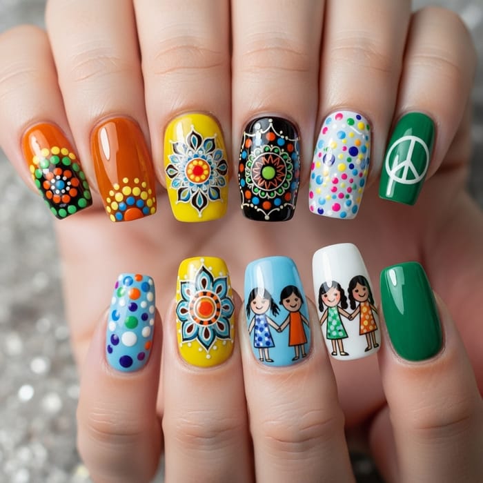 Harmony Day Nail Art - Cultural Unity & Peace Designs