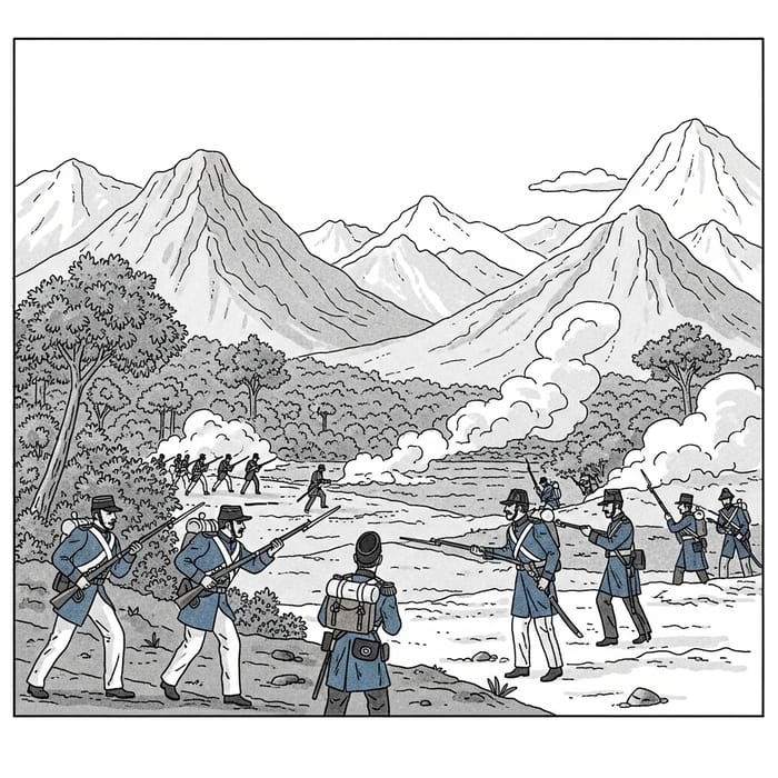 Thousand Days' War Simple Drawing: Colombian Conflict Scene