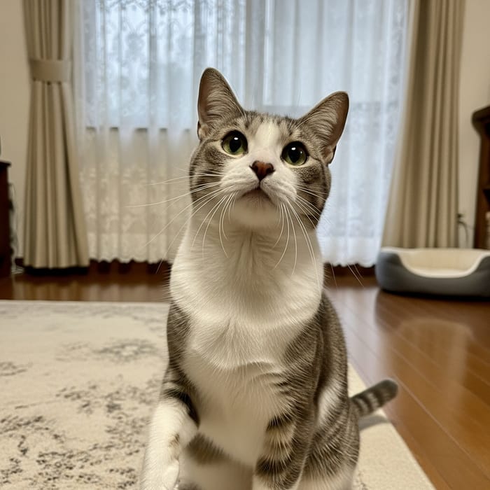 Medium Gray and White Domestic Cat Medium Gray and White Domestic Cat