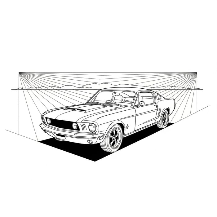 Mustang with Two Vanishing Points Perspective Art Mustang with Two Vanishing Points Perspective Art