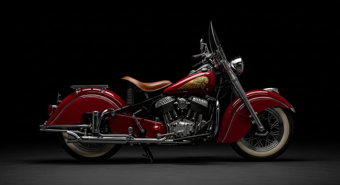 1947 Indian Chief Motorcycle on Black Background 1947 Indian Chief Motorcycle on Black Background