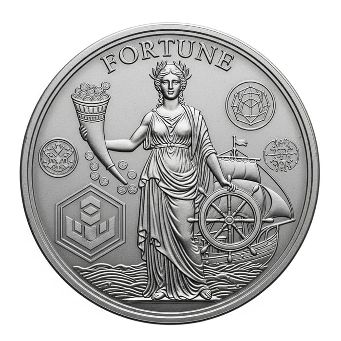 Intricately Designed Goddess of Fortune Crypto NFT Silver Roman Coin