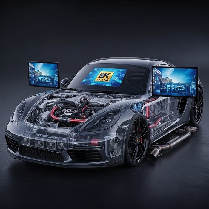 Transformed Computer Setup to Porsche 718 Cayman with Unique Features Transformed Computer Setup to Porsche 718 Cayman with Unique Features