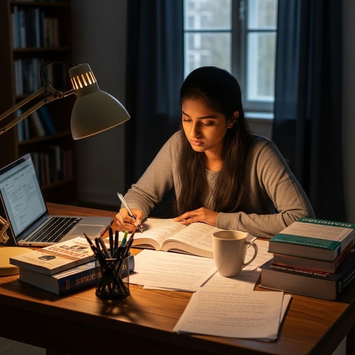 Serious Asian Woman Studying Serious Asian Woman Studying