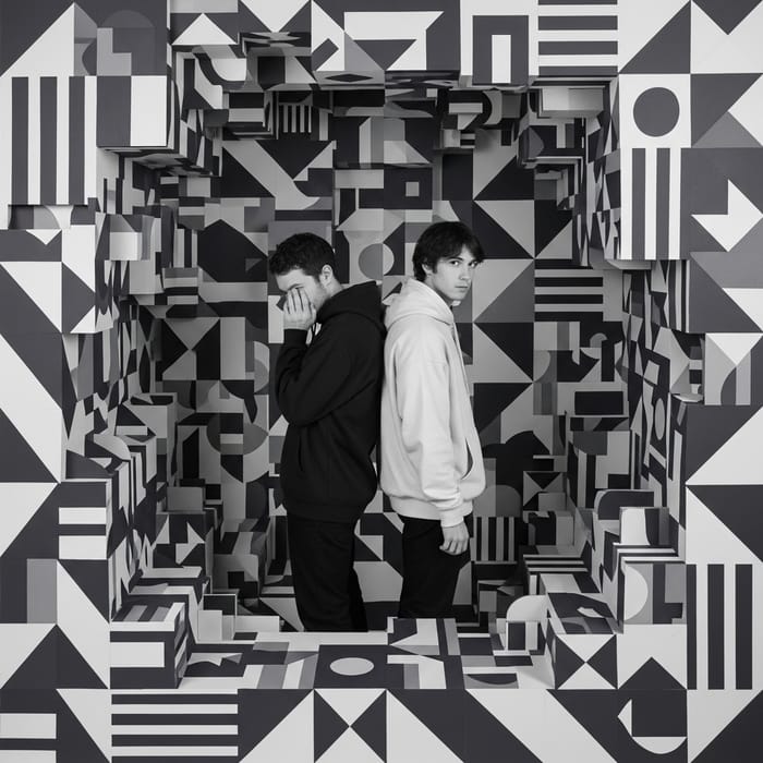 Intriguing Duo Geometric Arrangement with Sneaky Gaze