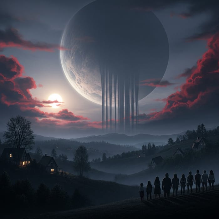 World Overshadowed: Symbolic Fear in Ominous Planet Scene