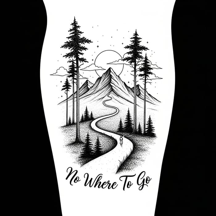 No Where To Go Tattoo Design | Mountain & Trail Theme