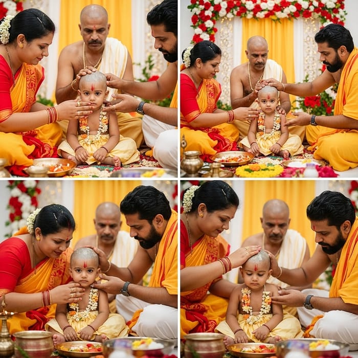 Cultural Mundan Ceremony: Colorful Ritual Close-Ups