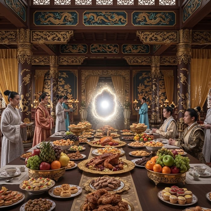 Opulent Dynasty Time Travel with Muted Gold and Brown Accents Opulent Dynasty Time Travel with Muted Gold and Brown Accents
