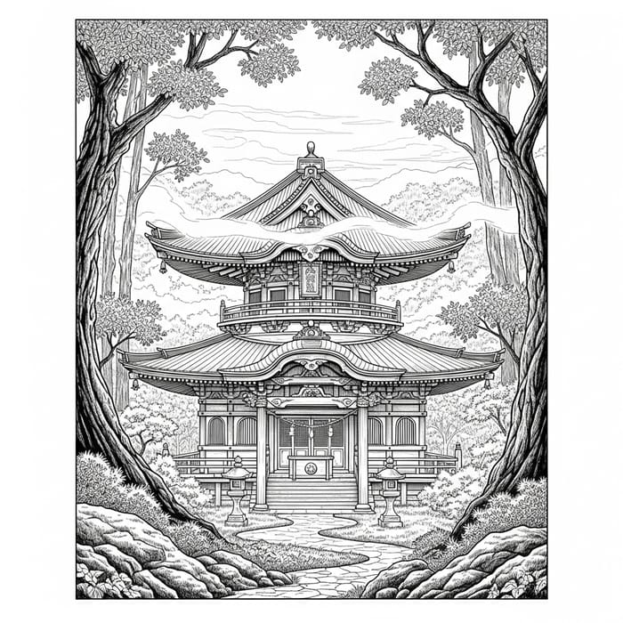 Mystic Japanese Temple in Nature Mystic Japanese Temple in Nature