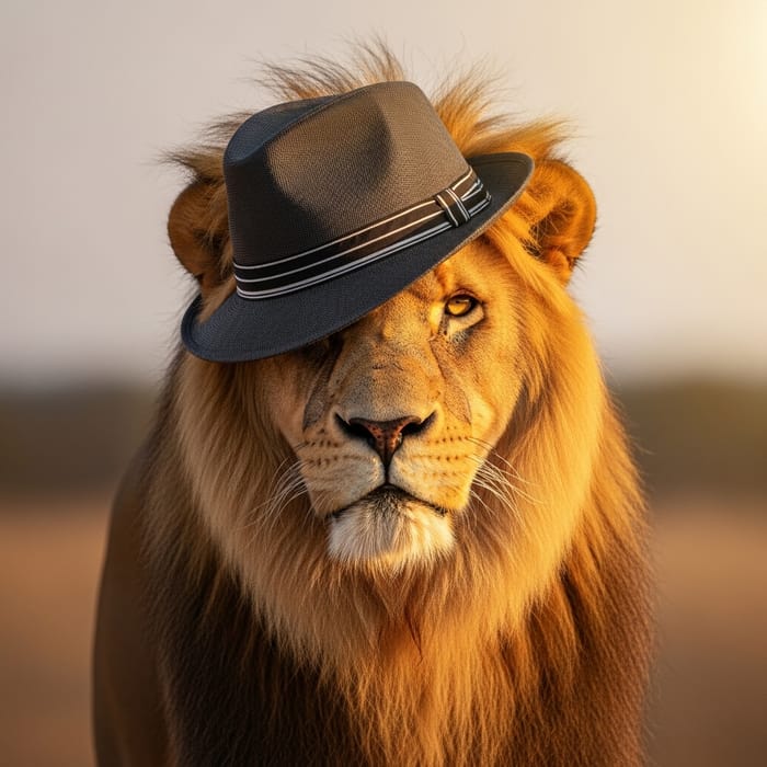 Stylish Lion with Hat