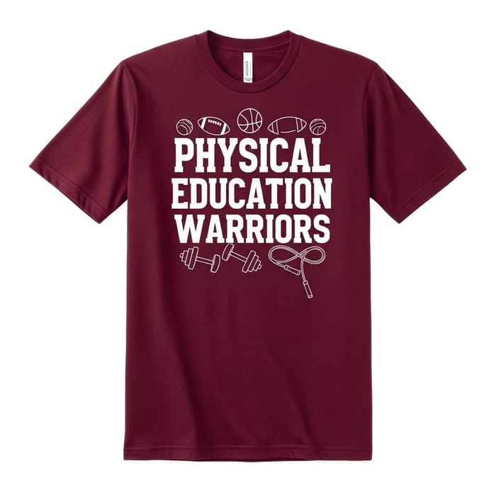 Maroon Physical Education Warriors T-Shirt | Sporty Soft Tee Maroon Physical Education Warriors T-Shirt | Sporty Soft Tee