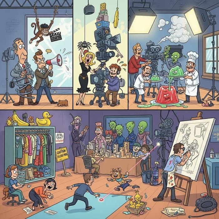 Whimsical Comedy Shorts with Diverse Cartoon Characters Whimsical Comedy Shorts with Diverse Cartoon Characters
