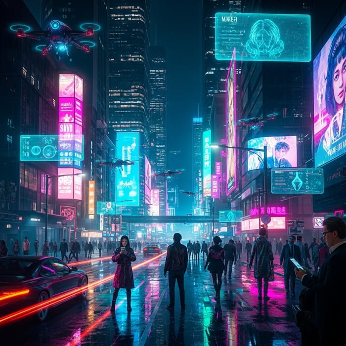 Urban Metropolis | Vibrant Cyberpunk Cityscape