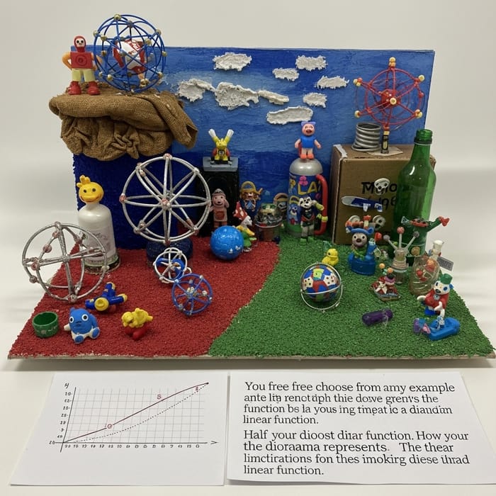 Recycled Material Atomic Models Diorama for Understanding Linear Function