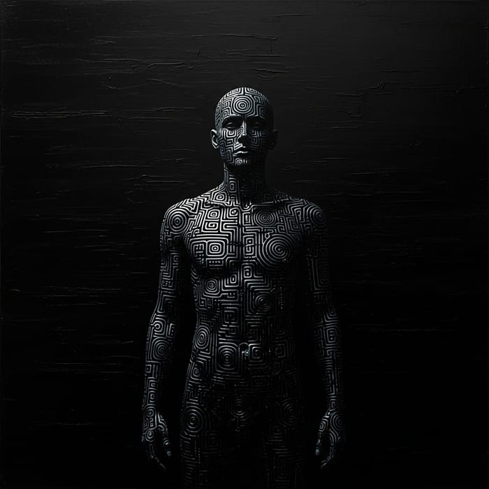 Dark Matrix Pattern with Human Figure