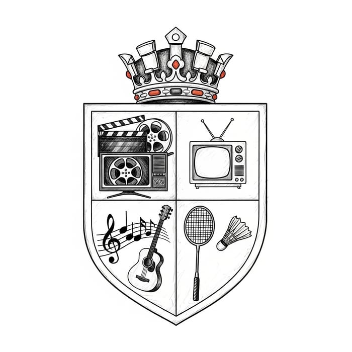 Personalized Coat of Arms Design for Movie, TV, Music & Badminton Enthusiasts Personalized Coat of Arms Design for Movie, TV, Music & Badminton Enthusiasts