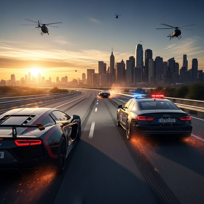 Fast and Furious Car Chase at Dusk | Thrilling Action Scene Fast and Furious Car Chase at Dusk | Thrilling Action Scene