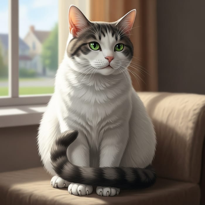 White and Gray Domestic Cat White and Gray Domestic Cat