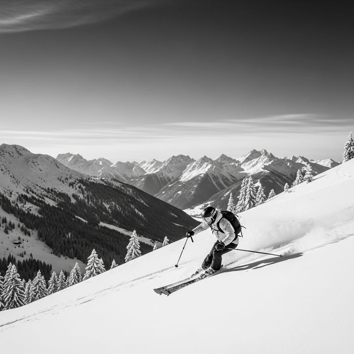 Thrilling Winter Moment: Skier Gliding Through Snow | Action Sports Photography Thrilling Winter Moment: Skier Gliding Through Snow | Action Sports Photography