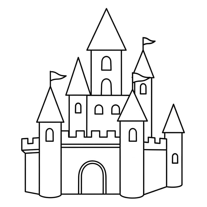 Simple Castle Coloring Page for Toddlers Simple Castle Coloring Page for Toddlers