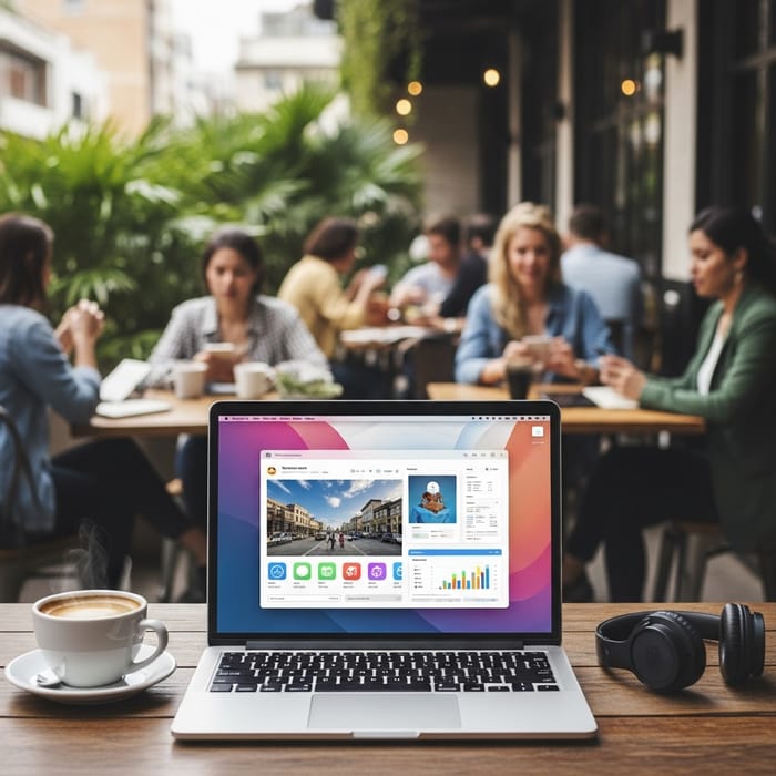 Digital Nomad's Laptop Scene: Work & Coffee Vibes