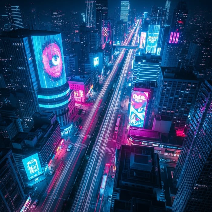 Cyberpunk Cityscape at Night | Neon Lights | Aerial Views Cyberpunk Cityscape at Night | Neon Lights | Aerial Views