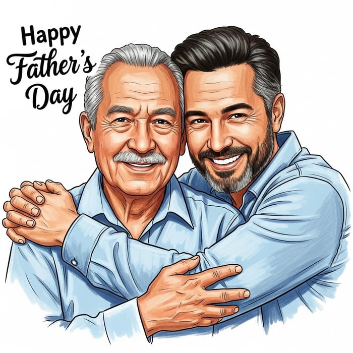 Heartwarming Father's Day Card Design - Loving Father Figures Embracing