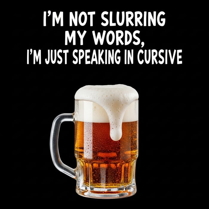 Funny Image with White Text on Black Background, Beer Theme