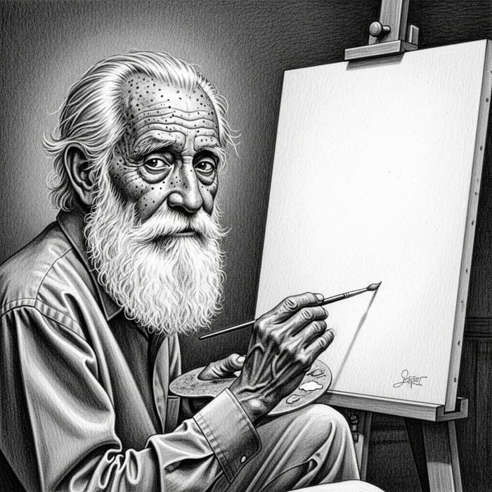 Wise Old Man Contemplates a Blank Canvas Wise Old Man Contemplates a Blank Canvas