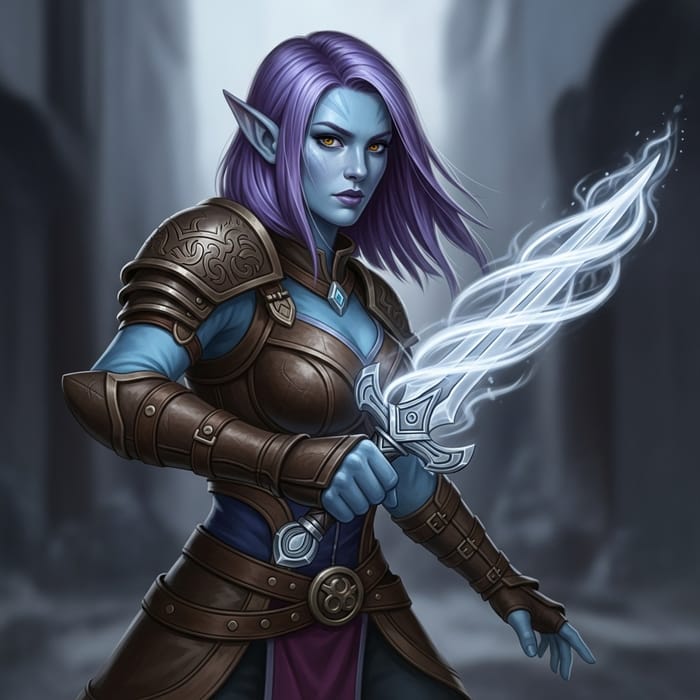 Ethereal Magical Warrior: Mystical Female in Leather Armor