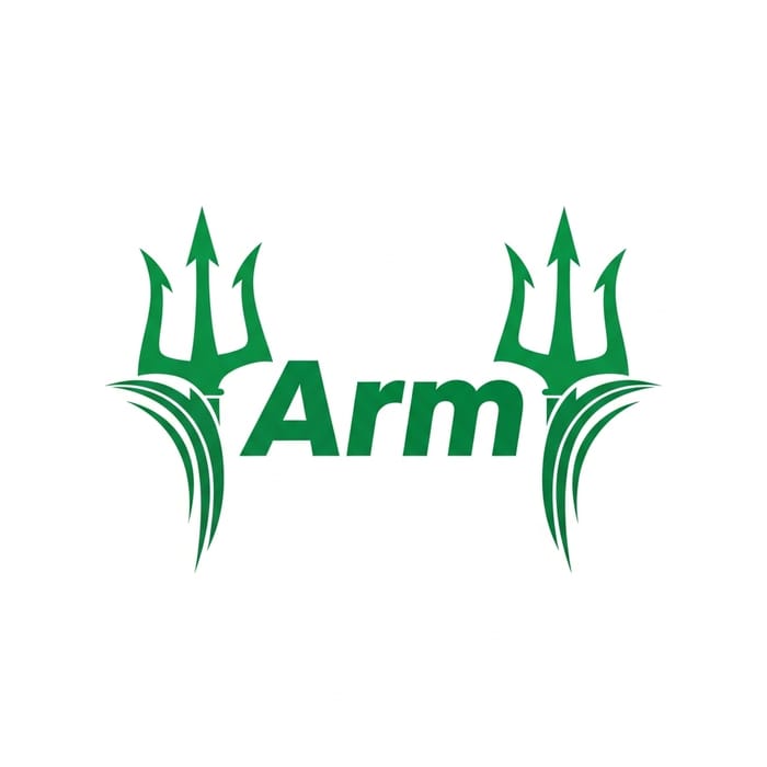 Dynamic Green Tridents Logo and Arm Text Design Dynamic Green Tridents Logo and Arm Text Design